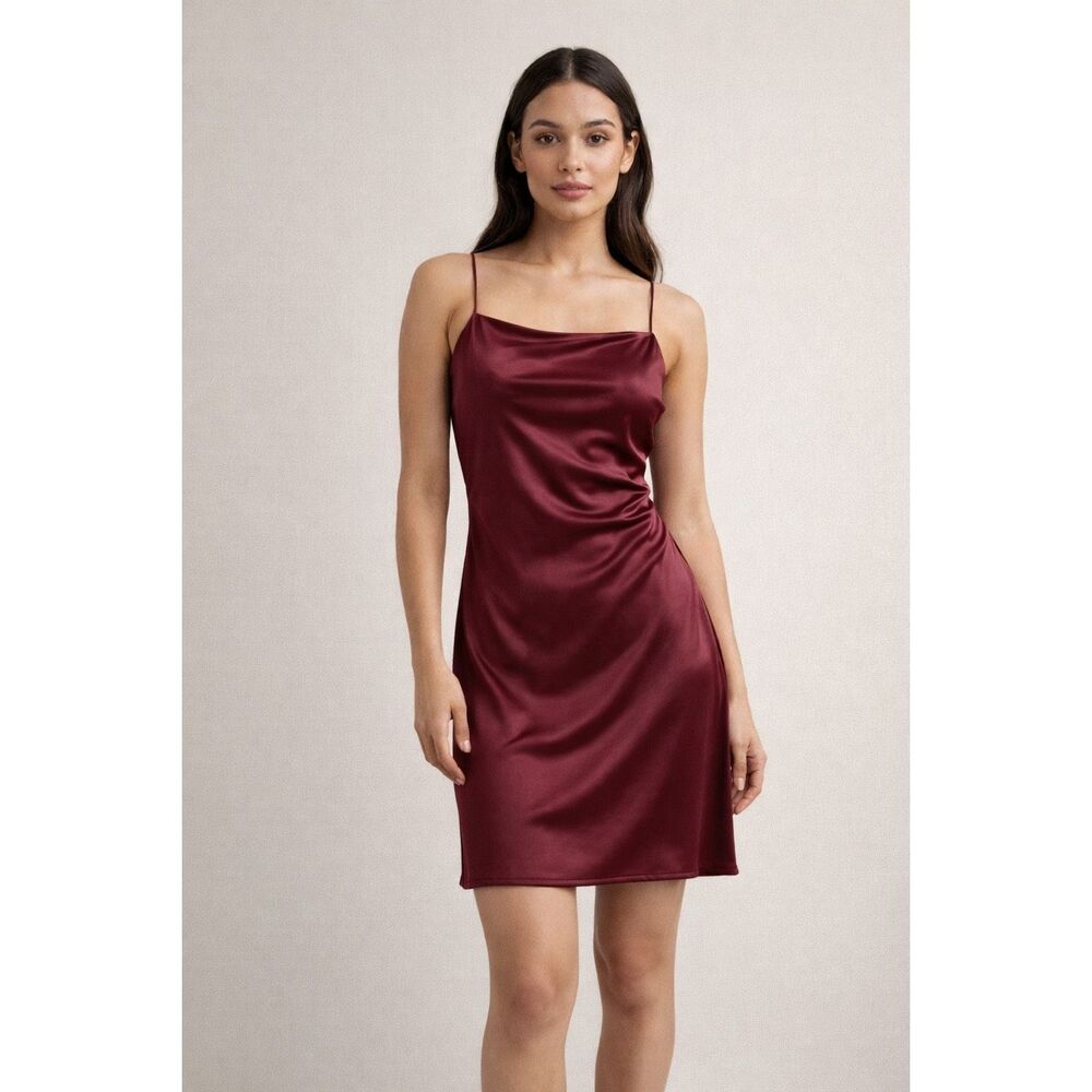 H&M Burgundy Satin Slip Dress Women’s Large